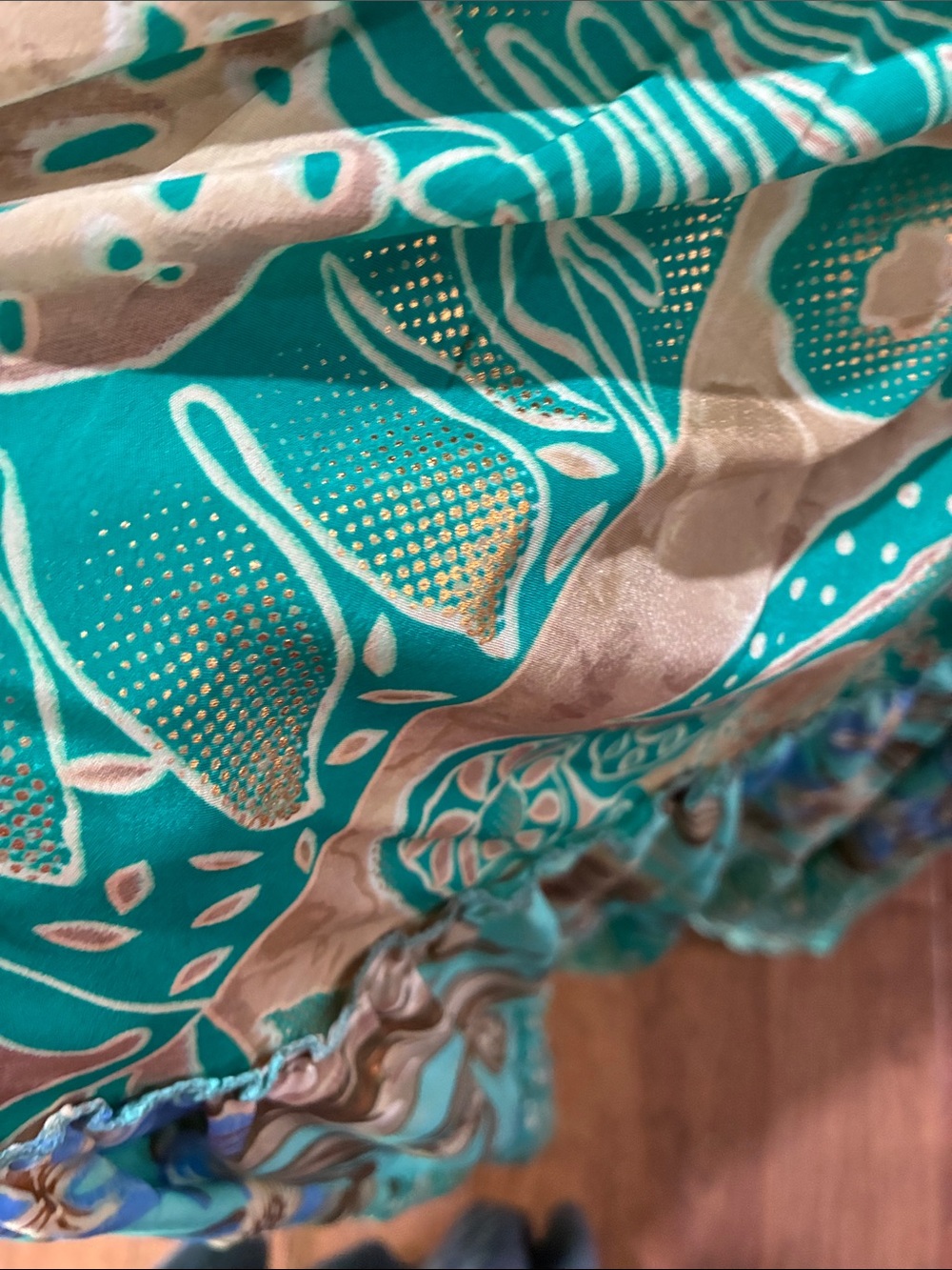 Gorgeous Aqua Floral Tie-Back Maxi Dress with Pockets! - Picture 5 of 7